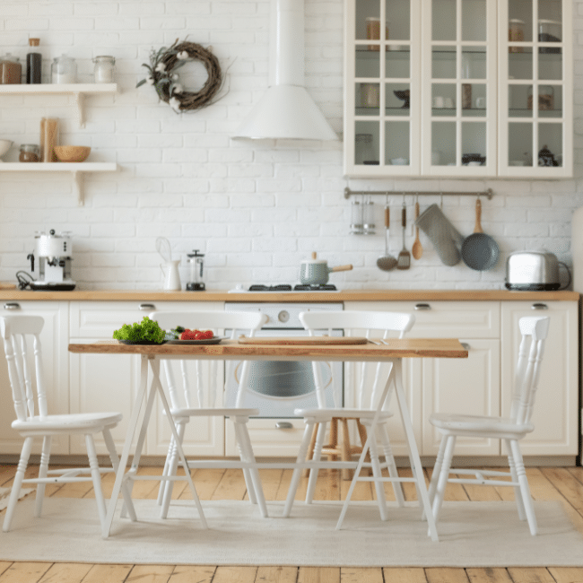 Furnished kitchen in a serviced accommodation property