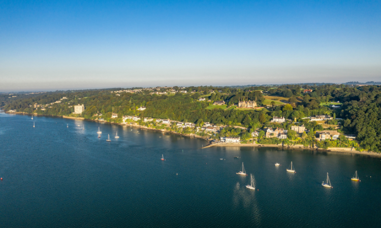 Aerial view of Bangor city and the North Wales coast