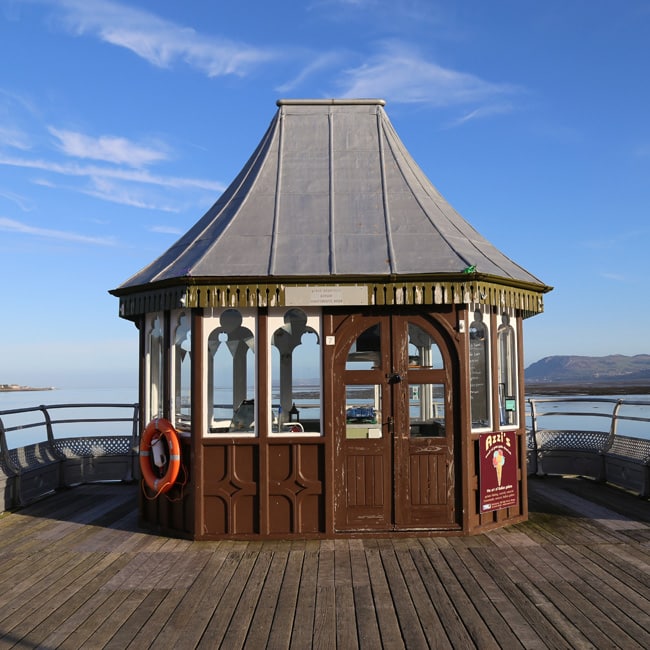 Food kiosk on Bangor's Garth Pier over the Menai Strait