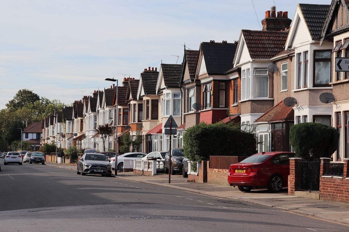 A residential street of properties in the London Borough of Barking