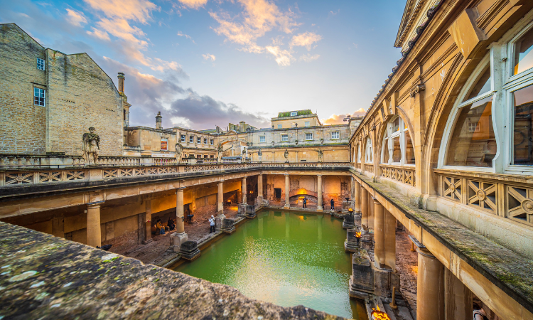 The Roman Baths in the centre of Bath