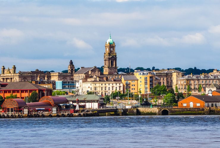 View across the Mersey to the Liverpool skyline from Birkenhead