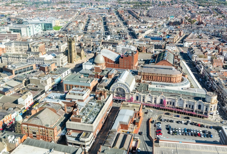 Aerial view of Blackpool town centre