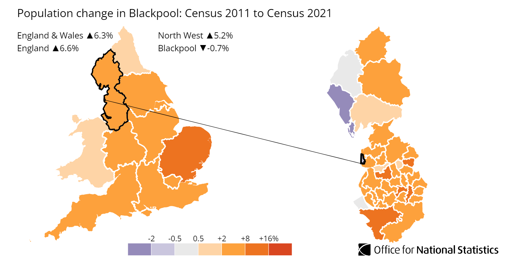 Blackpool population change map