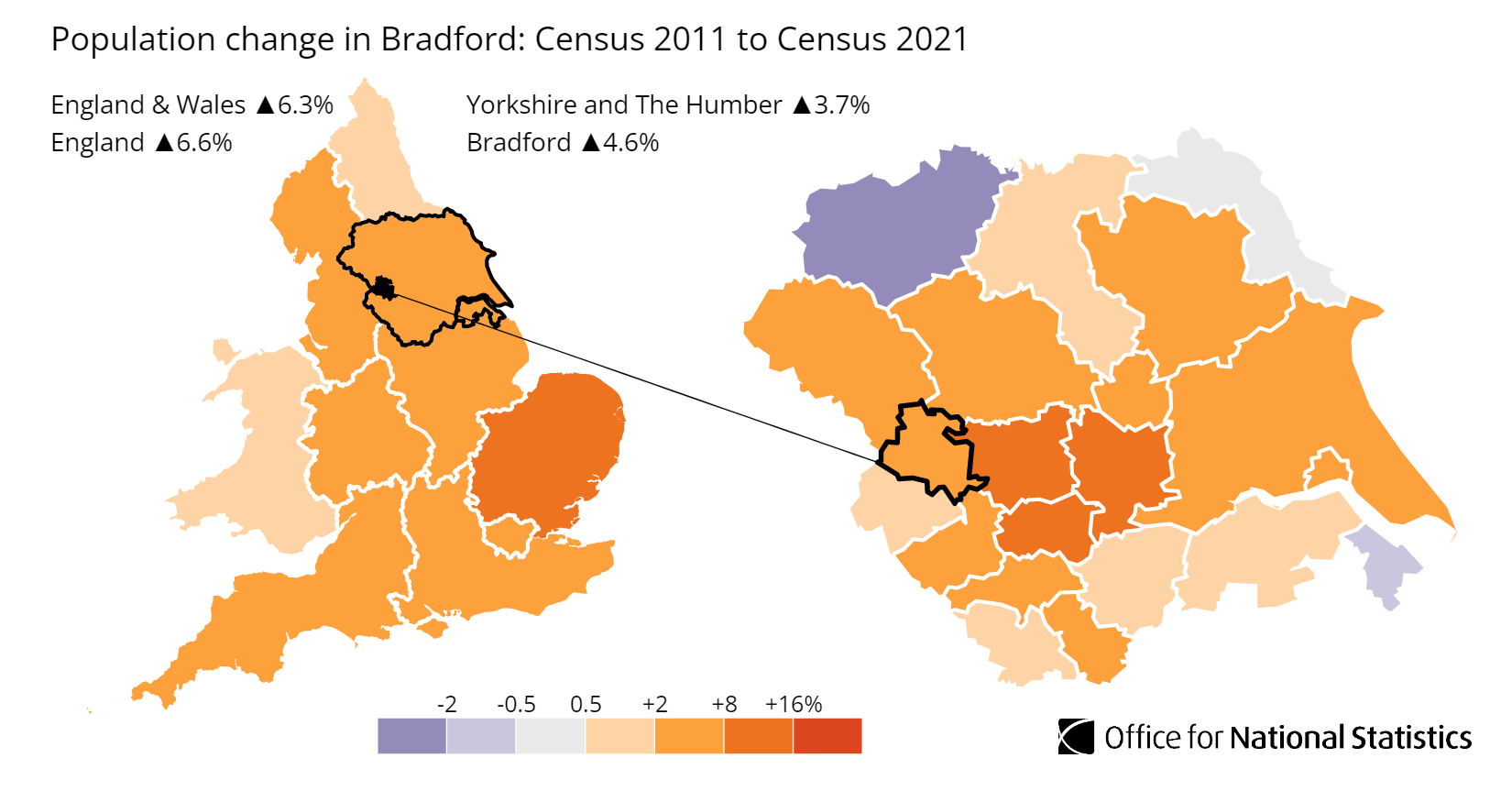 City of Bradford population growth map