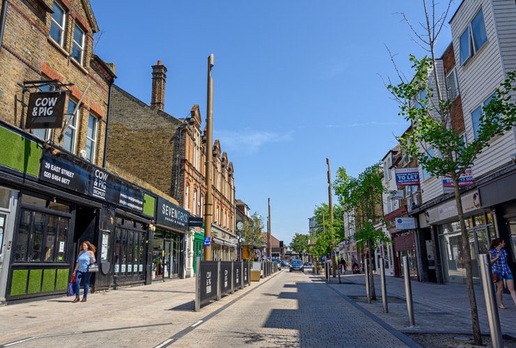 A shopping street in Bromley