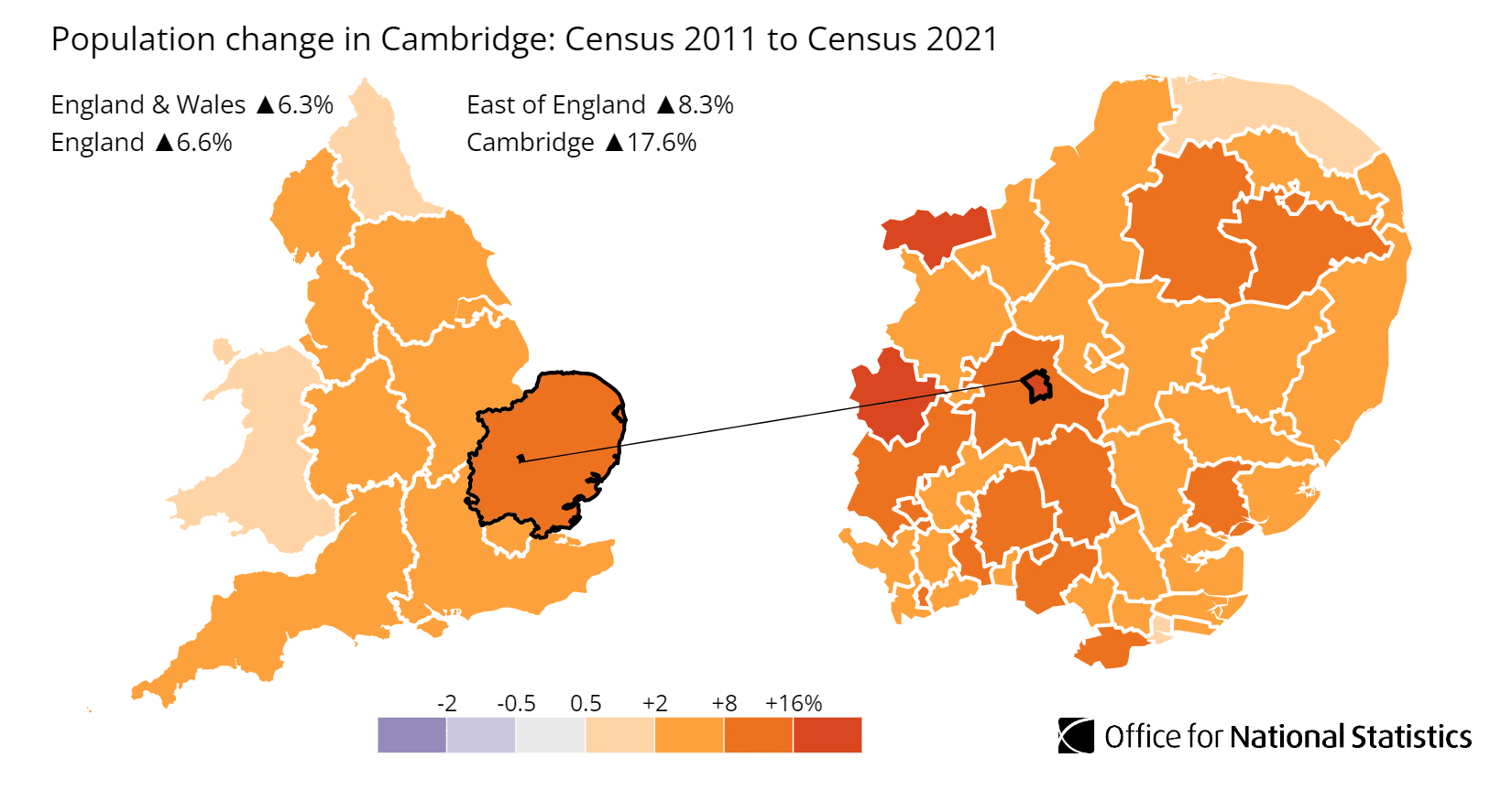 Cambridge population growth map