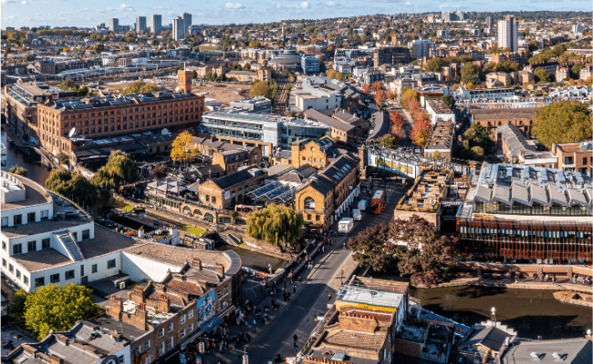 Aerial view of Camden Lock Market