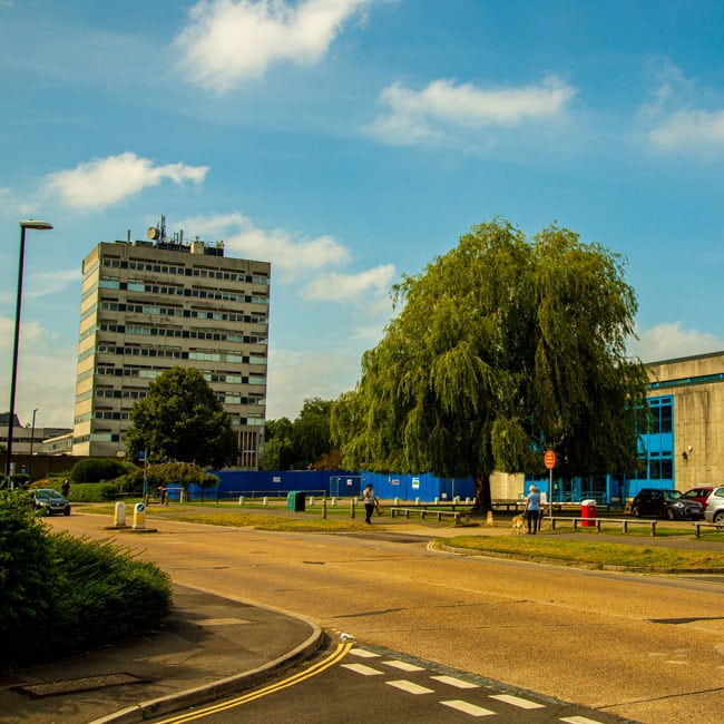 The area around the old Town Hall in Crawley