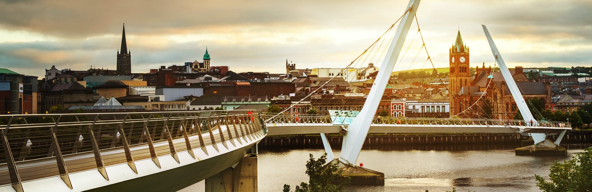 The Peace Bridge over the River Foyle in Derry-Londonderry.