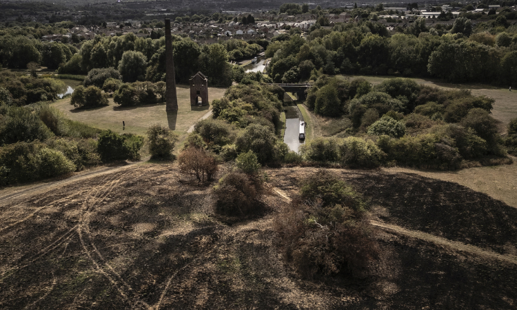 Aerial view of Bumble Hole nature reserve in Dudley