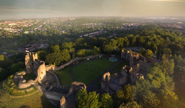 Aerial view of Dudley Castle