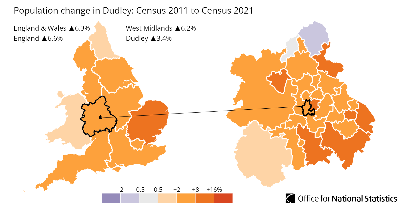 Dudley population growth map