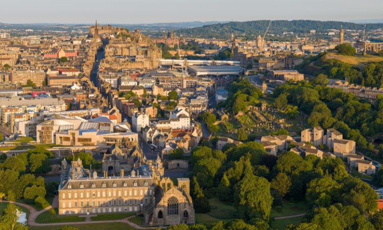 Aerial view over Edinburgh