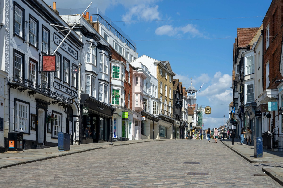 View along Guildford High Street, Surrey