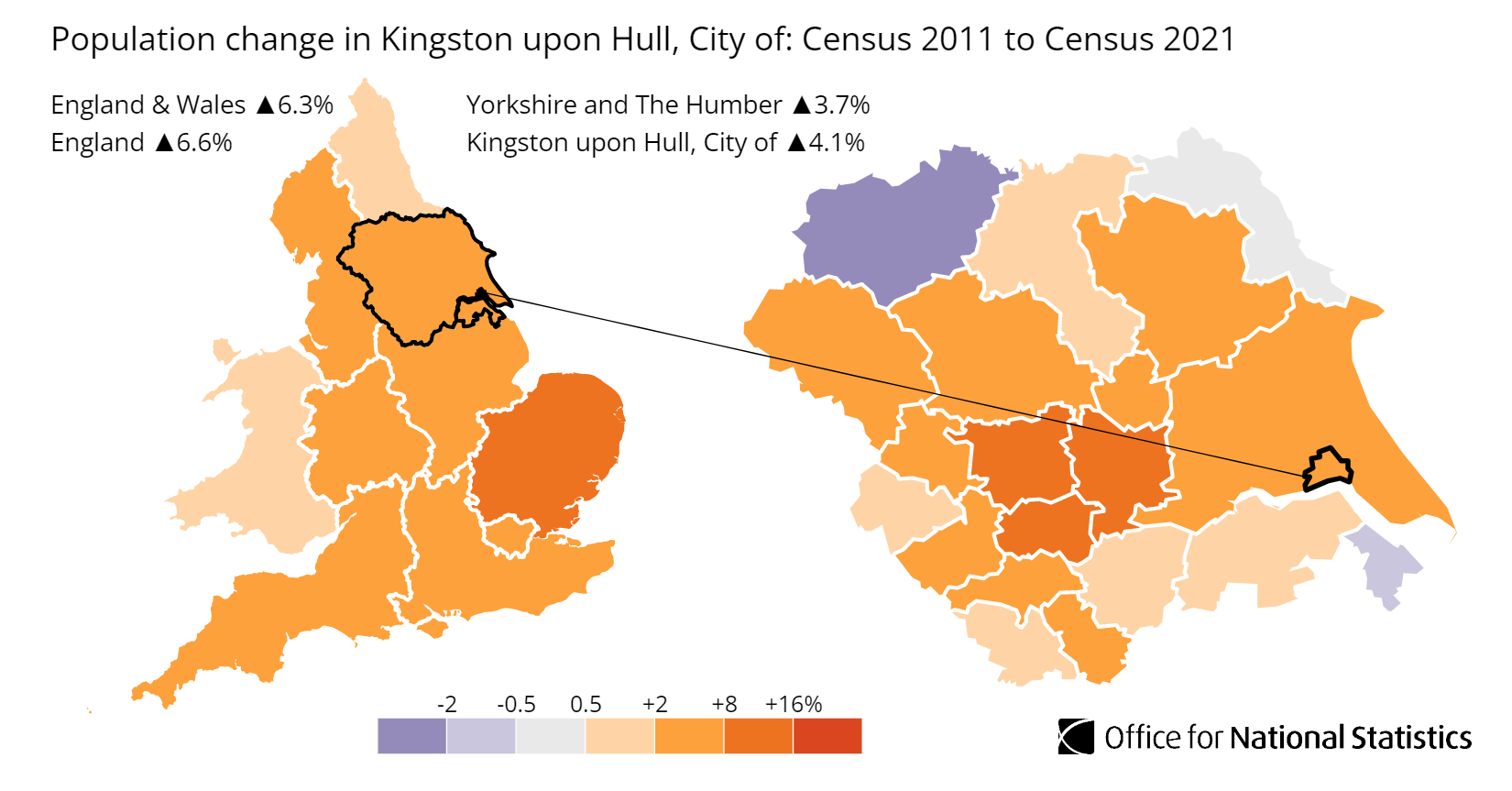 Kingston upon Hull population growth map