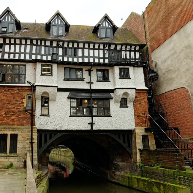 The High Bridge, a medieval timber-framed building in Lincoln