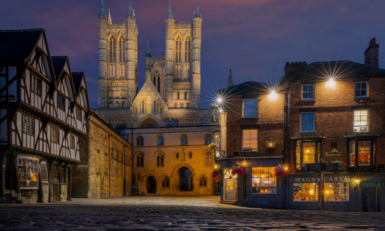 Lincoln Cathedral above the city