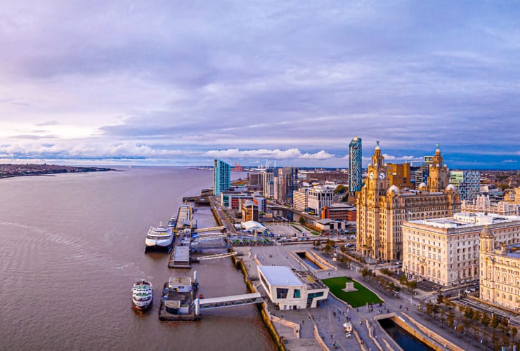 An aerial view of the Liverpool waterfront