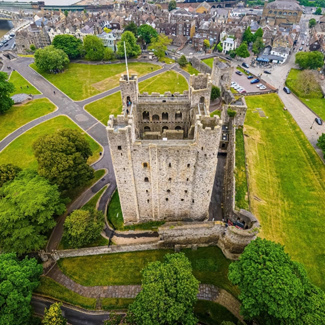 Aerial view over Rochester in the Medway Towns