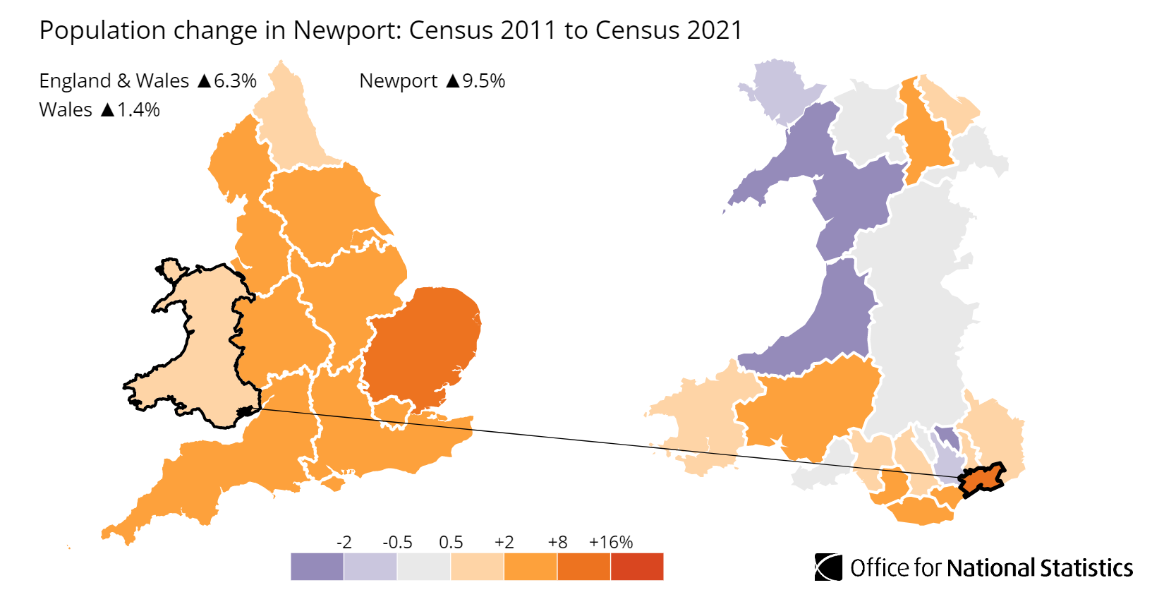 Newport population growth map