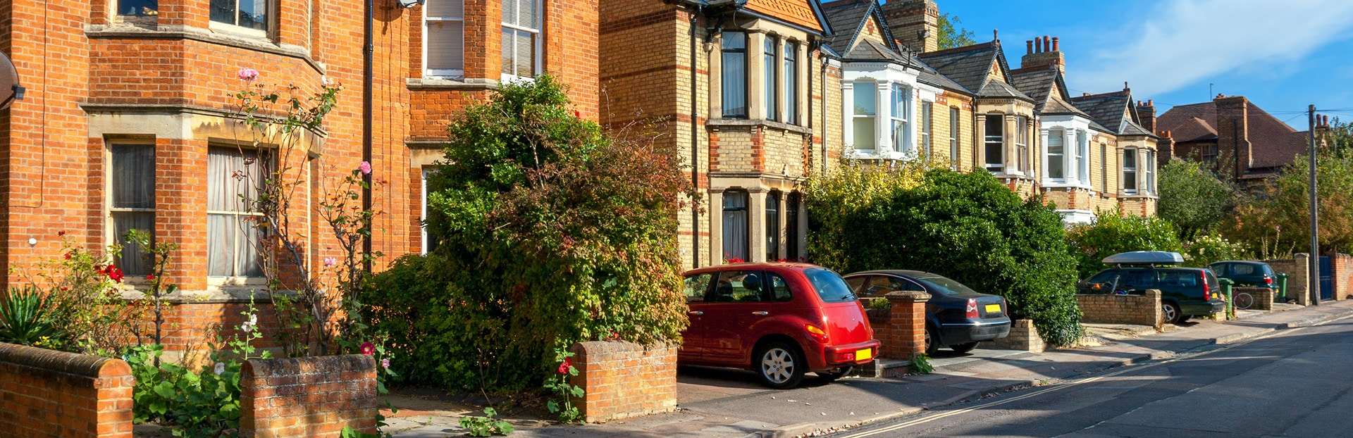 Brick terraced town houses in Oxford