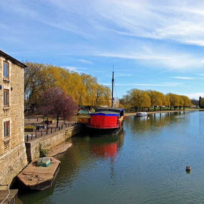 Boats moored on the River Nene in Peterborough