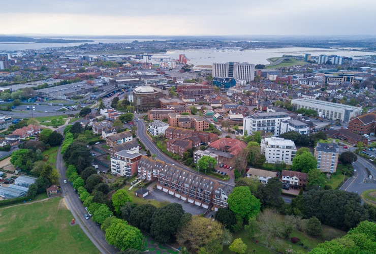 An aerial view of Poole town centre
