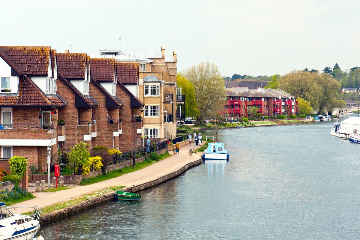 Houses along the river bank in Reading