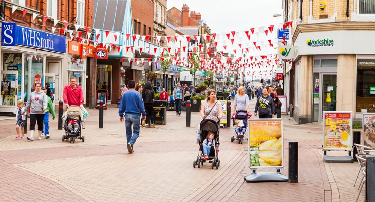 The White Rose Centre shopping precinct in Rhyl town centre