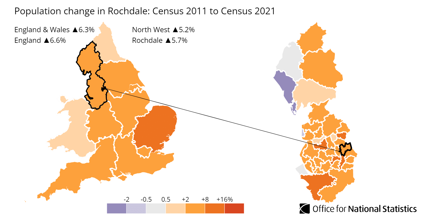 Rochdale population growth map