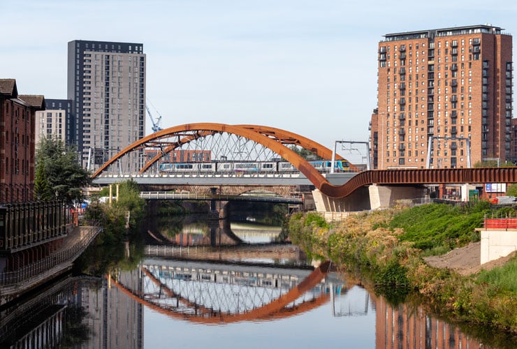 The Ordsall Chord railway viaduct in Salford