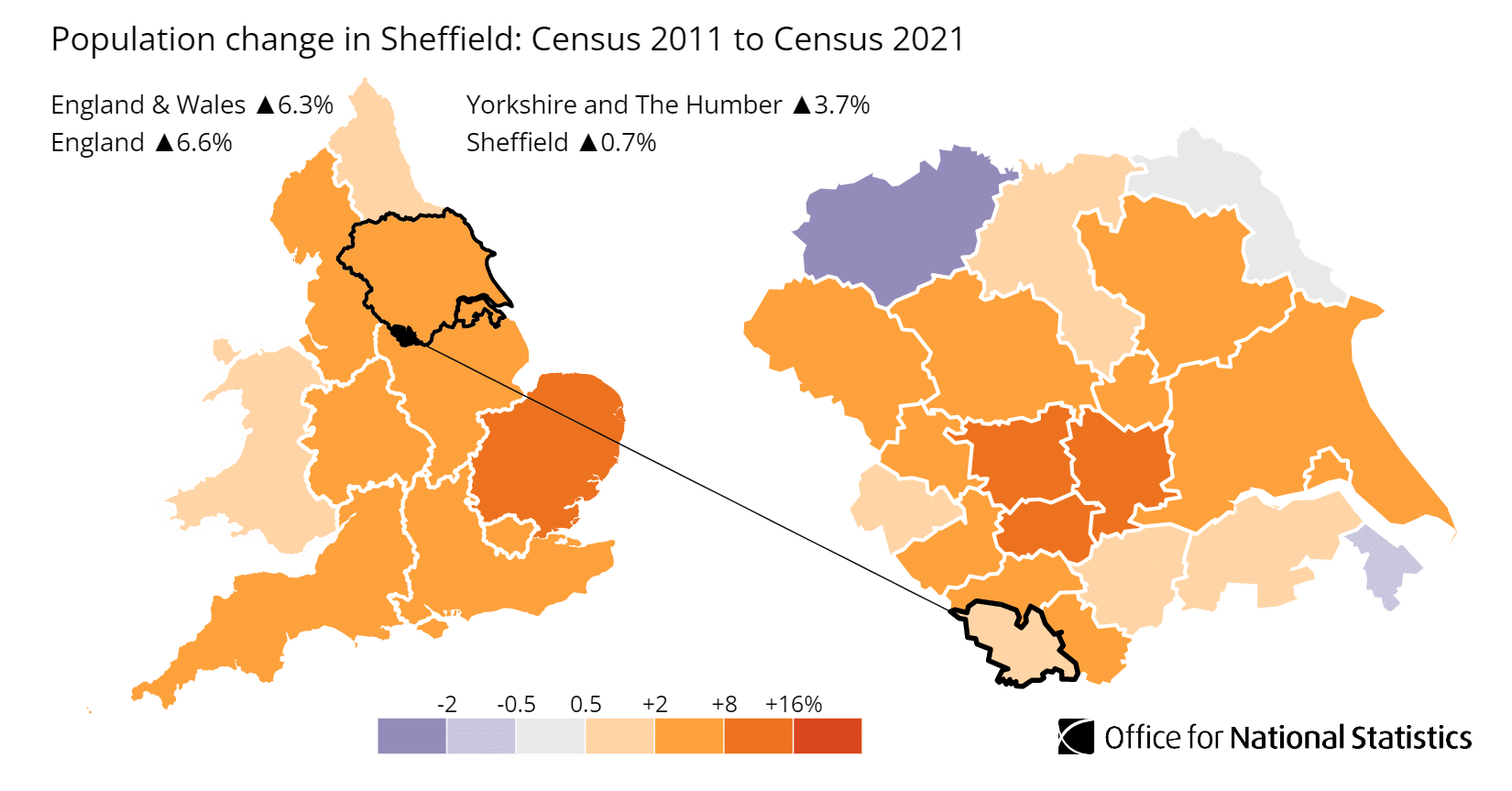 Sheffield population growth map