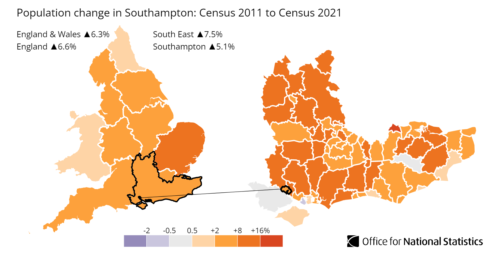 Southampton population growth map