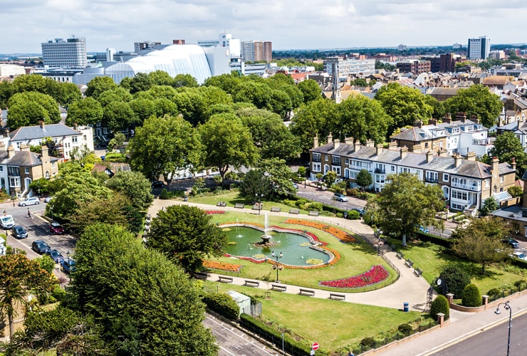 Aerial view of Prittlewell Park, Southend-on-Sea