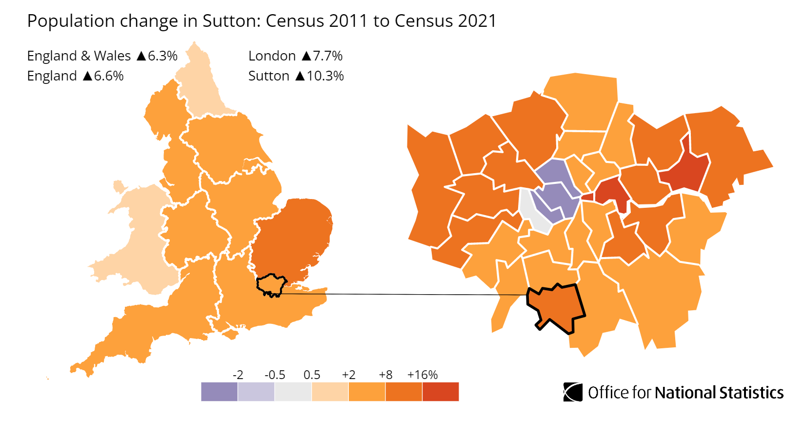Sutton population growth map