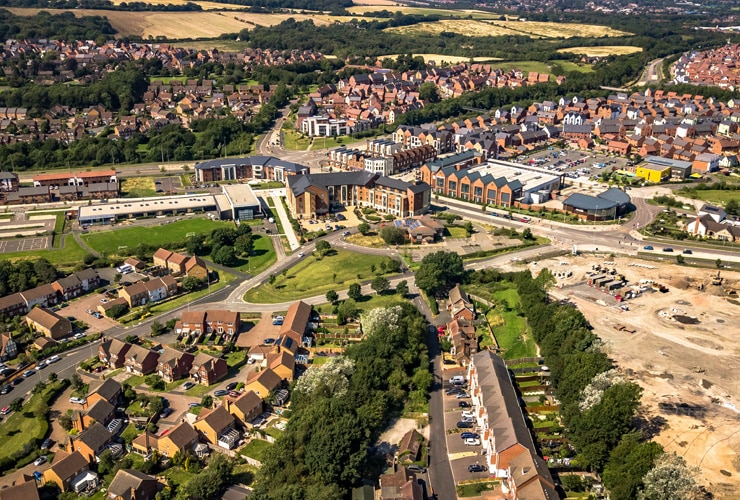 Aerial view of Telford at Lawley and Dawley Bank