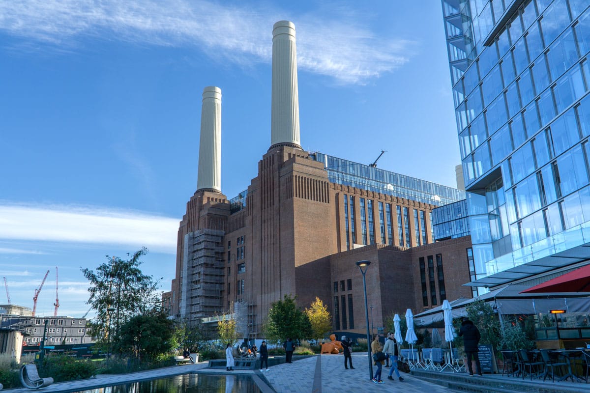 Outside the iconic Battersea Power Station in Wandsworth