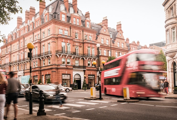 Sloane Square in the upmarket Chelsea district of Kensington and Chelsea
