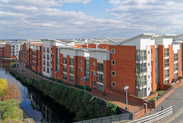 An estate on Horseley Fields, along a canal in Wolverhampton