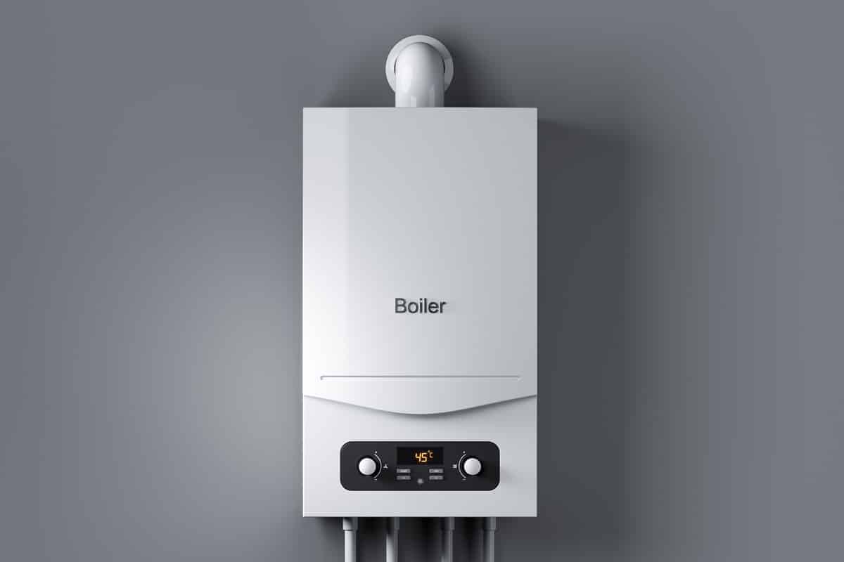Gas Boiler 3D render of a home gas boiler.
