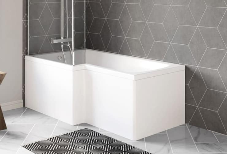 An L-shaped bath