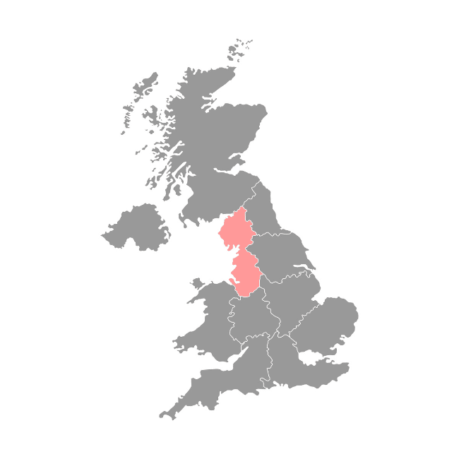 Map of North West England