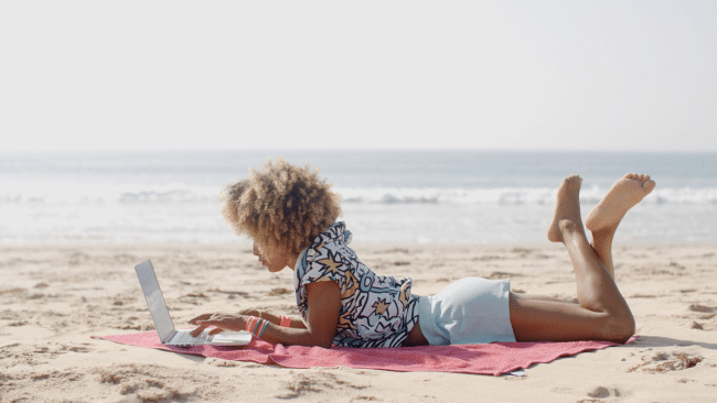 Working from a beach